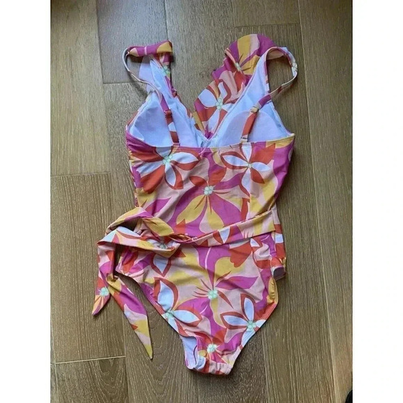 Women's Bathing Suit Pink Lily Tropic Like Hot One Piece Swimsuit  Size L NEW - Picture 10 of 13
